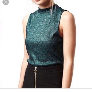 Topshop Glitter High Neck Top